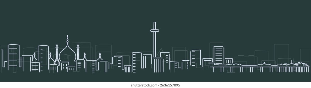 Brighton Simple Lines Skyline on Dark Background