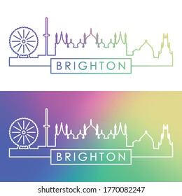 Brighton skyline. Colorful linear style. Editable vector file.