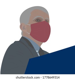 Brighton UK - July 18 2020 Vector Illustrations Portrait Of DR Anthony Fauci White House Coronavirus Advisor Who Urged Young Americans To Not Take The Coronavirus Lightly