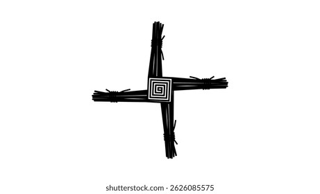Brigid's cross symbol, black isolated silhouette