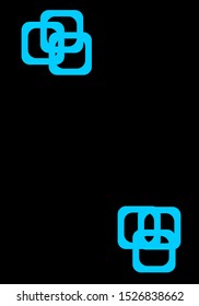 brigth blue square line on black background