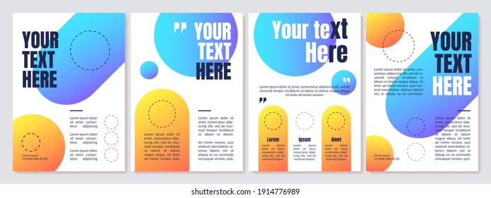 Brigth gradient brochure template. Sections with copyspace. Flyer, booklet, leaflet print, cover design with text space. Vector layouts for magazines, annual reports, advertising posters