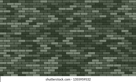 Brik Wall Vector. Green Stone Brik Wall Buidling. Military 23 February Brik Wall Background. Cartoon Illustration