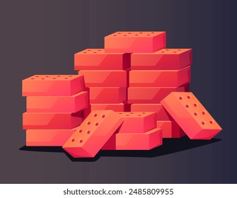 Briks stone stacked pile isolated concept. Vector flat graphic design element illustration