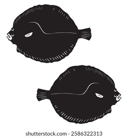 Brill Silhouette, cute Brill Vector Silhouette, Cute Brill cartoon Silhouette, Brill vector Silhouette,