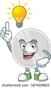 Un concepto de diseño de dibujos animados en disco compacto brillante tiene una idea. Ilustración del vector