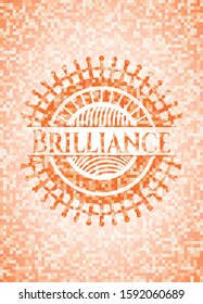 Brilliance orange mosaic emblem. Vector Illustration. Detailed.
