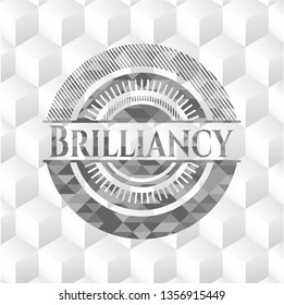 Brilliancy grey emblem with cube white background