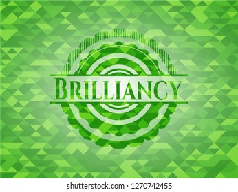 Brilliancy realistic green emblem. Mosaic background