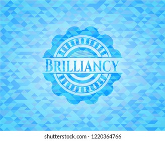Brilliancy realistic light blue emblem. Mosaic background