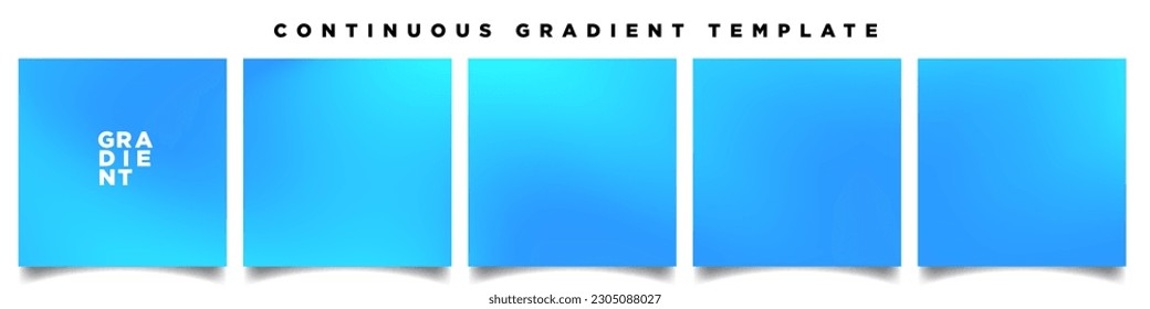 Brillante Azure Fluorescente Blue Gradient Carousel Ad Template. Plantilla de tarjeta cuadrada continua. Cinco fondos de degradado. Perfecto para diseños, feeds, medios sociales, web, banners. Ilustración vectorial.