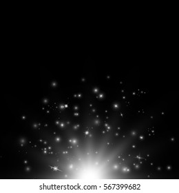 Brilliant background with abstract light. Shine bright vector on a black backdrop. Vector illustration