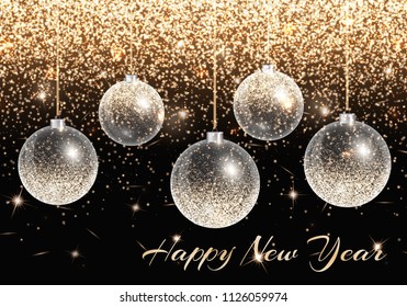 Brilliant Background Gold Balls New Years Stock Vector (Royalty Free ...