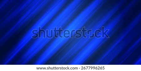 Brilliant blue background features luminous, sleek diagonal linear formations across a gradated dark backdrop creating an atmosphere of sleek depth and radiant energy