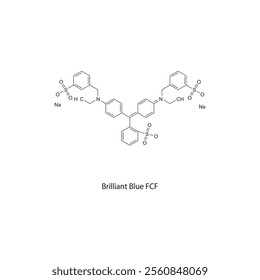 Brilliant Blue FCF flat skeletal molecular structure Colouring agent treatment. Vector illustration scientific diagram.