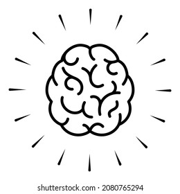 Brilliant Brain Vector Symbol Isolated On White Background, Shining Brain Icon