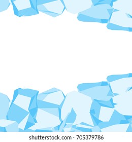Brilliant cold blocks of ice background. Flat vector cartoon illustration. Objects isolated on a white background.