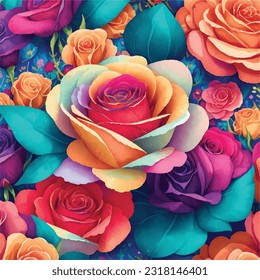Patrón de flores brillante y colorido en la ilustración vectorial