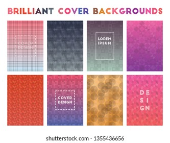 Brilliant Cover Backgrounds. Alluring geometric patterns, symmetrical vector illustration.