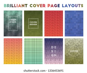 Brilliant Cover Page Layouts. Actual geometric patterns, energetic vector illustration.