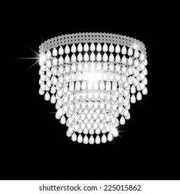 Brilliant crystals chandelier, vector illustration.