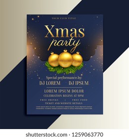 brilliant design of christmas flyer with golden balls