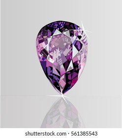 Brilliant diamond Glass shadow vector isolation on grey background.