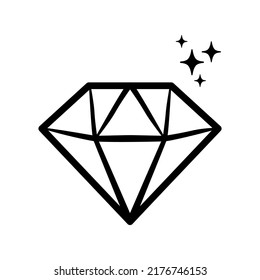 Icono brillante de la línea de diamante. signo de estilo lineal para concepto móvil y diseño web. Símbolo, ilustración del logotipo. vector 