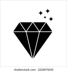 Icono brillante de la línea de diamante. signo de estilo lineal para concepto móvil y diseño web, Símbolo, ilustración de logotipo, gráficos vectoriales de píxeles perfectos, sobre fondo blanco.