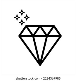 Icono brillante de la línea de diamante. signo de estilo lineal para concepto móvil y diseño web, Símbolo, ilustración de logotipo, gráficos vectoriales de píxeles perfectos, sobre fondo blanco.