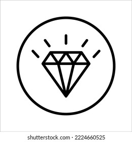 Icono brillante de la línea de diamante. signo de estilo lineal para concepto móvil y diseño web, Símbolo, ilustración de logotipo, gráficos vectoriales de píxeles perfectos, sobre fondo blanco.