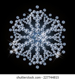 Brilliant diamond snowflake, vector illustration