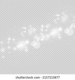 Brillante luz vectorial de polvo. Brillantes adornos brillantes para el fondo. Ilustración vectorial.	
