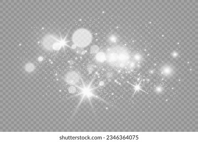 Brillante luz vectorial de polvo. Brillantes adornos brillantes para el fondo. Ilustración vectorial.	