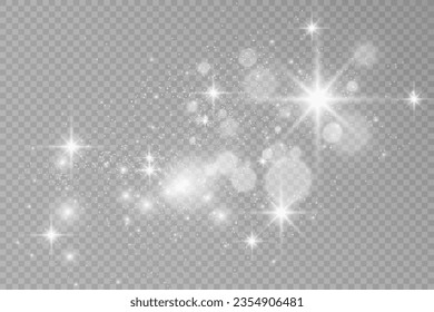 Brillante luz vectorial de polvo. Brillantes adornos brillantes para el fondo. Ilustración vectorial.	