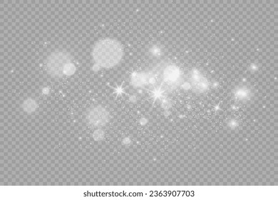 Brillante luz vectorial de polvo. Brillantes adornos brillantes para el fondo. Ilustración vectorial.	