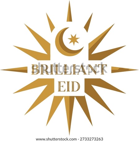 Brilliant Eid sunburst typography design vector illustration for islamic holiday festival celebration and religious bright greeting on transparent background.