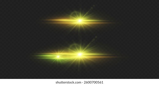 Brilliant flashes of light magical effect. On a transparent background.