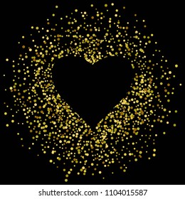 Brilliant frame with heart. Black background.