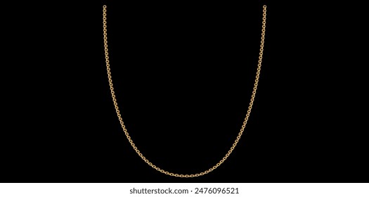 Brilliant Gold Chain Isolated On Black Background.