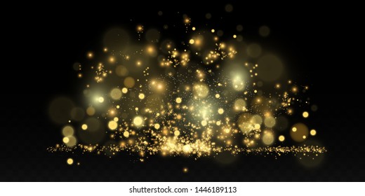 Brilliant gold dust vector shine. Glittering shiny ornaments for background. Vector illustration.