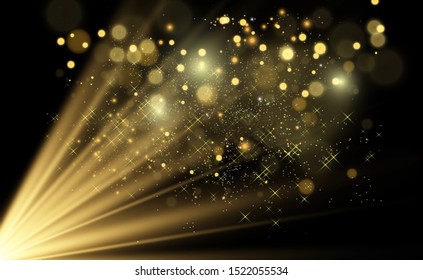 Brilliant gold dust vector shine. Glittering shiny ornaments for background. Vector illustration.