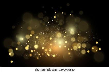Brillante vectorial de polvo dorado. Brillantes adornos para fondo. Ilustración vectorial.