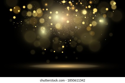 Brilliant gold dust vector shine. Glittering shiny ornaments for background. Vector illustration.