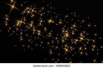 Brillanter Goldstaub, Vektorgrafik. Glitzernde glänzende Ornamente für den Hintergrund. Vektorgrafik.	