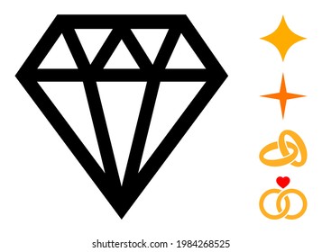Brilliant icon designed in flat style. Isolated vector brilliant icon illustrations on a white background, simple style. Some similar icons appended also.