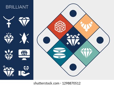  brilliant icon set. 13 filled brilliant icons. Simple modern icons about  - Diamond, Gem, Jewelry, Jewel, Crystal, Bracelet