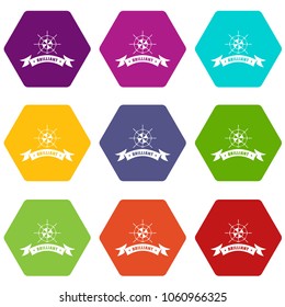 Brilliant icons 9 set coloful isolated on white for web