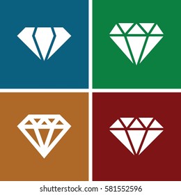 brilliant icons set. Set of 4 brilliant filled icons such as gem, diamond