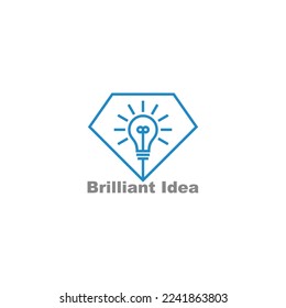 brilliant idea diamond light bulb logo vector 